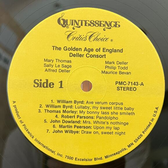 The Deller Consort The Golden Age of England Vinyl LP 1979 Quintessence PMC7143 - Picture 3 of 7